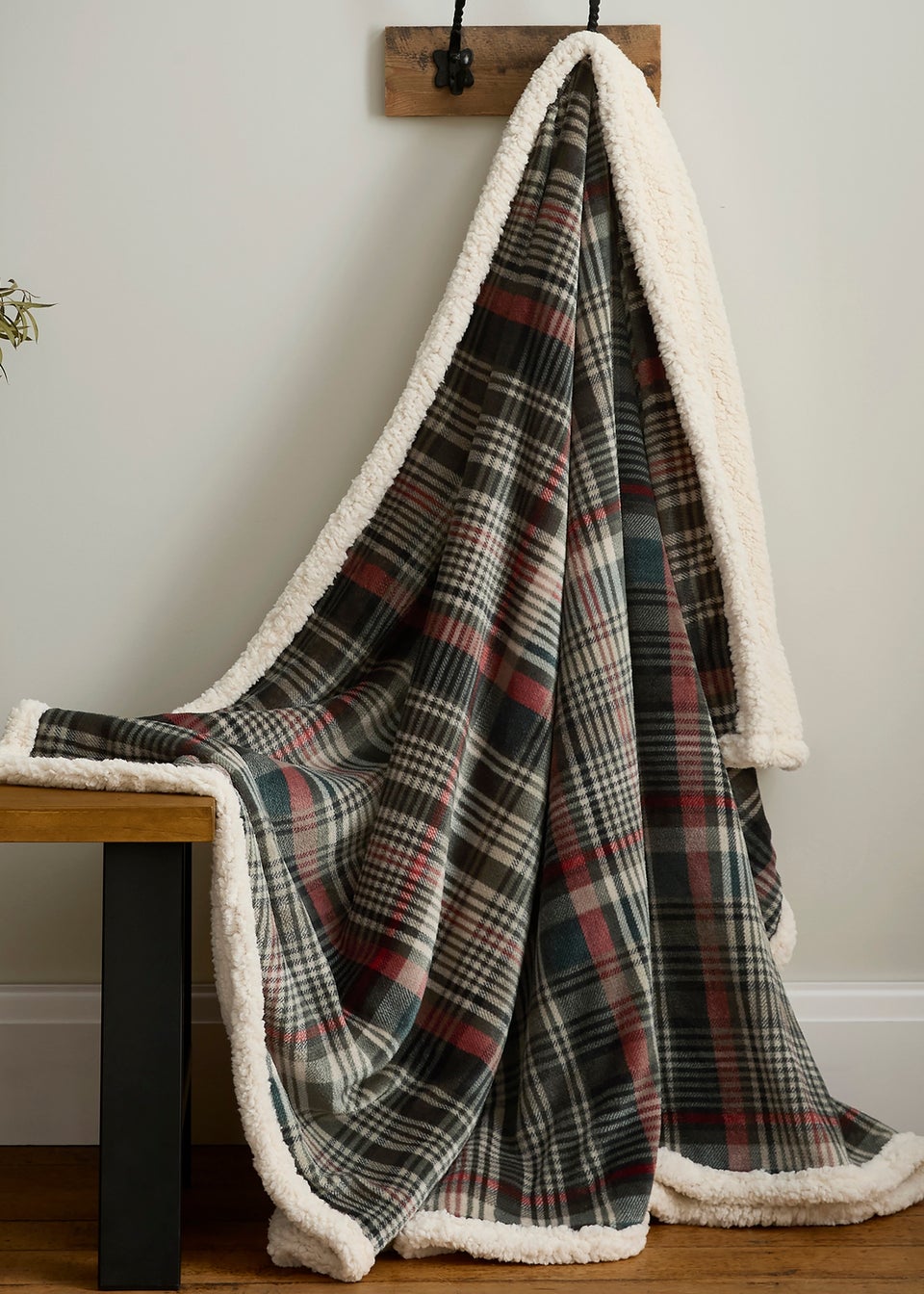 Dreams & Drapes Bennet Check Soft Fleece Green Throw