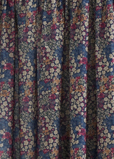 Dreams & Drapes Bessie Digitally Printed Navy Pencil Pleat Curtains