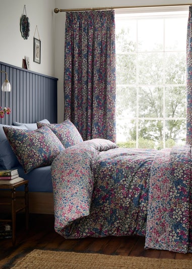 Dreams & Drapes Bessie Reversible Navy Duvet Cover Set