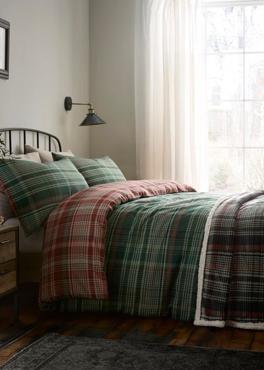 Dreams & Drapes Bennet Check Brushed Green Duvet Cover Set
