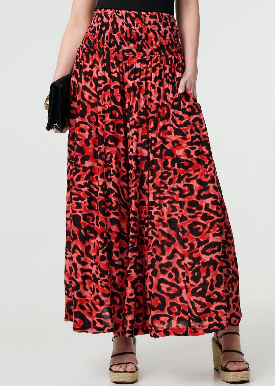 Izabel London Red Animal Print High Waist Palazzo Pants