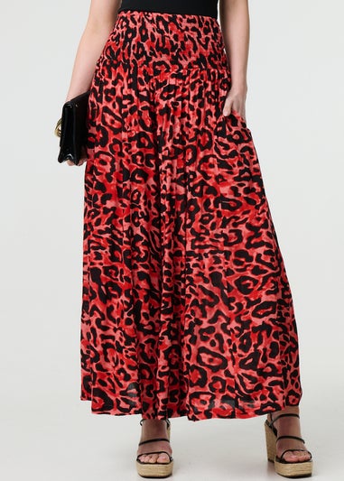 Izabel London Red Animal Print High Waist Palazzo Pants