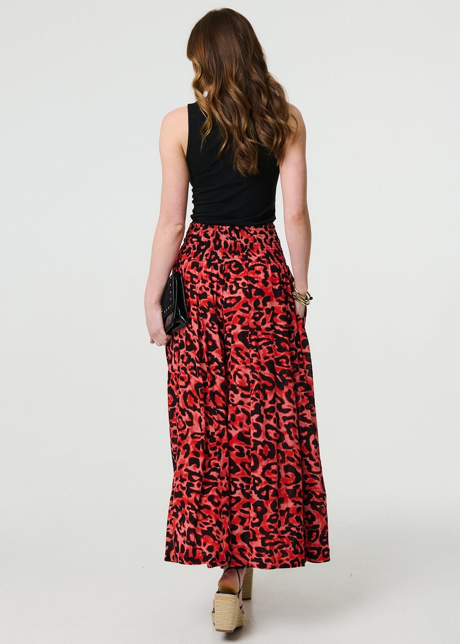 Izabel London Red Animal Print High Waist Palazzo Pants
