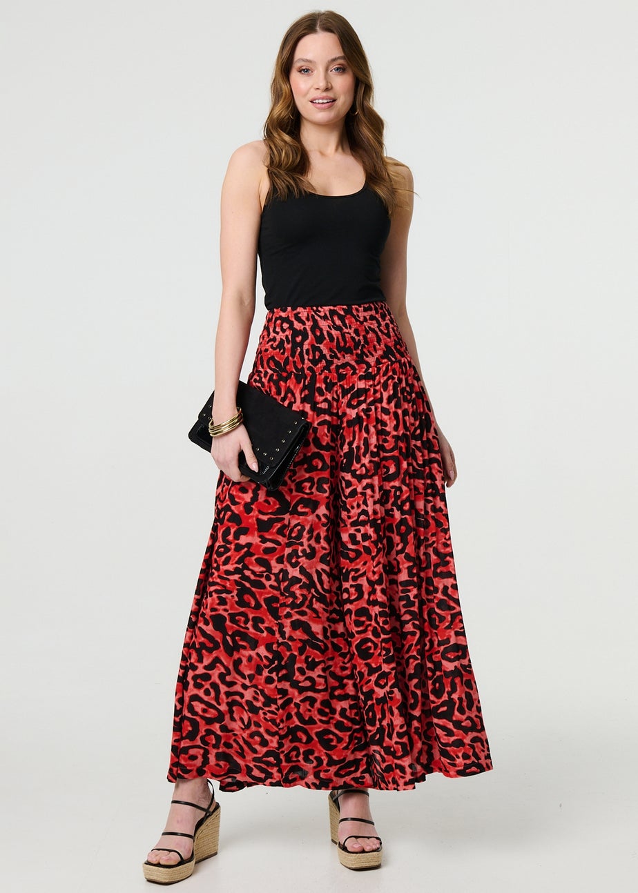 Izabel London Red Animal Print High Waist Palazzo Pants