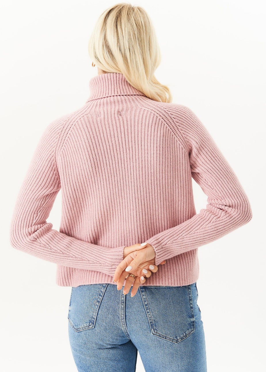 Gini London Blush Roll Neck Chunky Knit Jumper