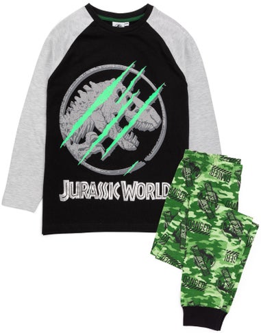 Vanilla Underground Jurassic World Kids Camo Logo Print Black PJs