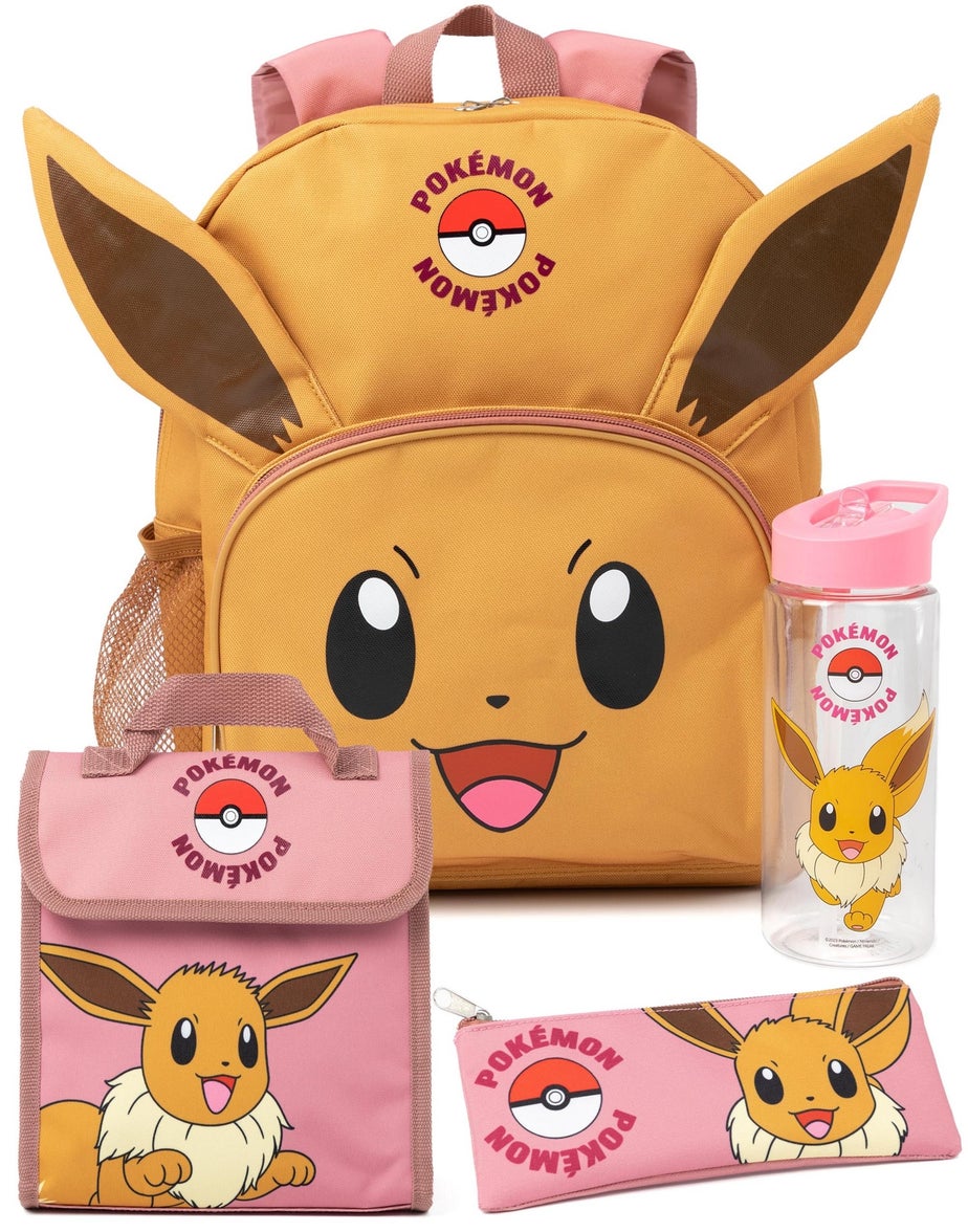 Pokemon Eevee Kids Brown Eevee Backpack Set 4 Piece