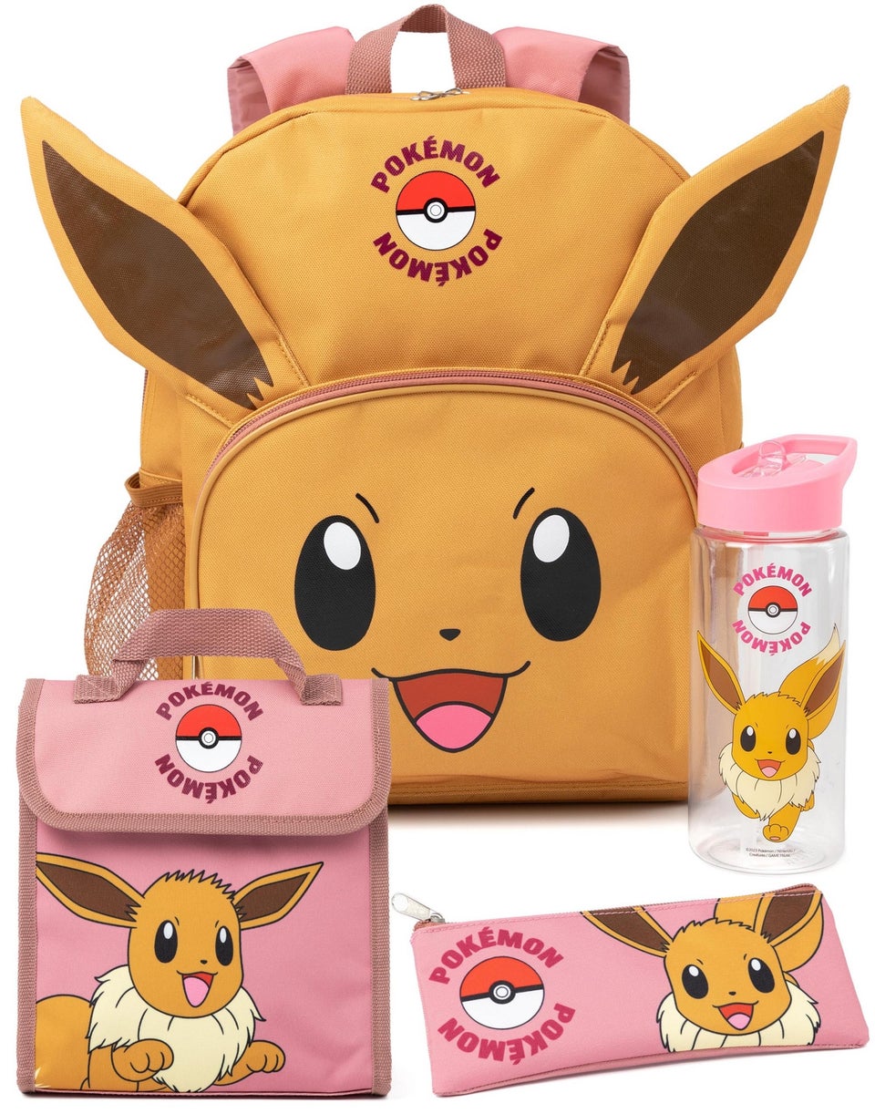 Pokemon Eevee Kids Brown Eevee Backpack Set 4 Piece