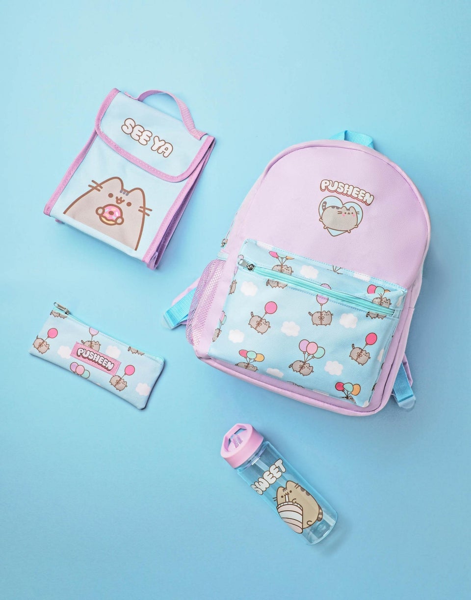 Pusheen Girls Purple Printed Backpack Set 4 Piece