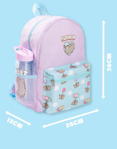 Pusheen Girls Purple Printed Backpack Set 4 Piece