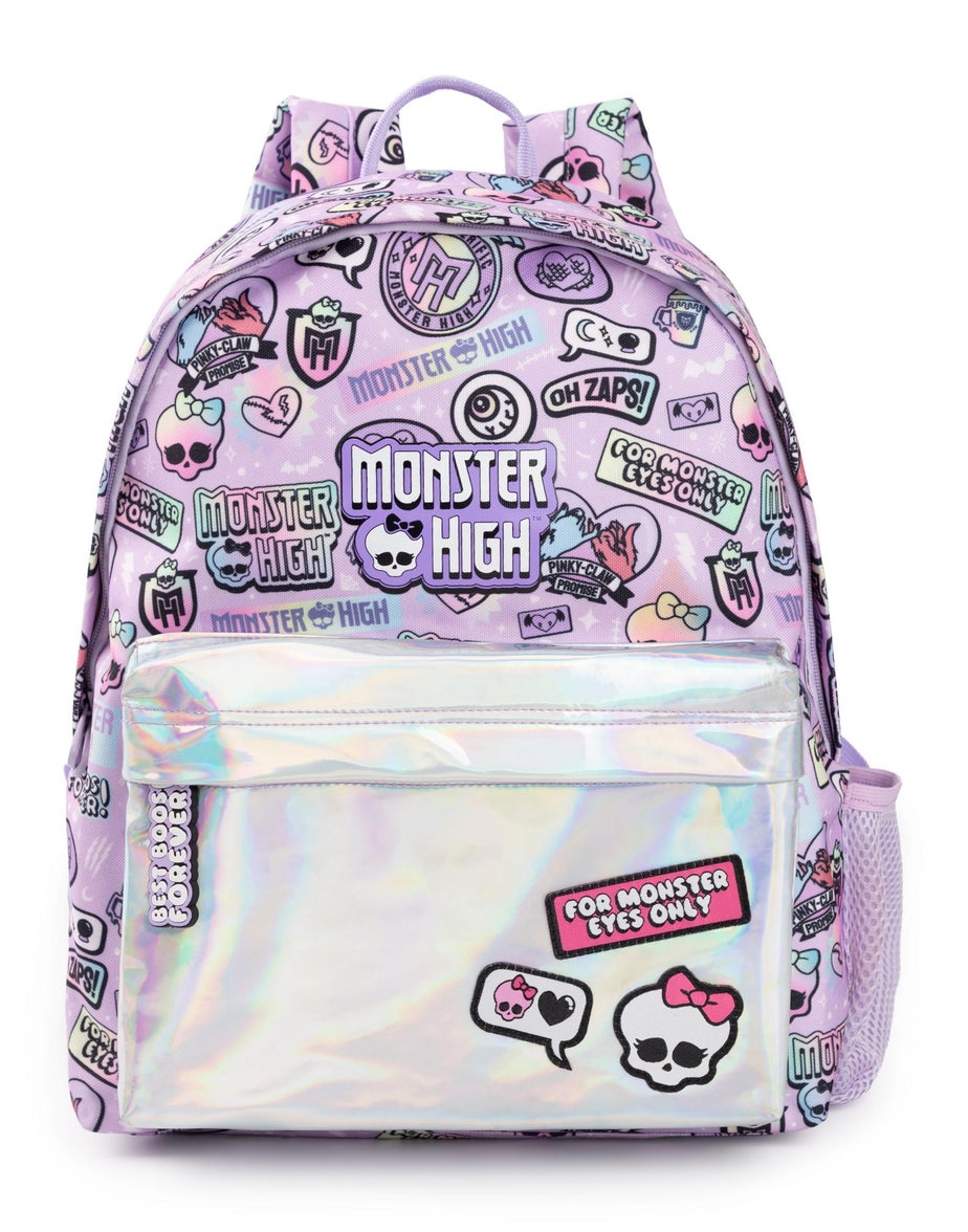 Monster High Kids Purple Holographic Pocket Backpack