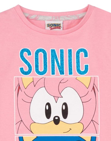 Sonic The Hedgehog Girls Pink Multi-Character Placement & Pyjama Set (4 - 12 Years)