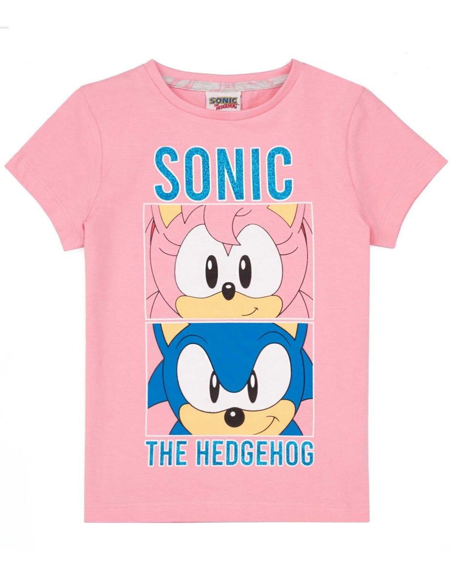 Sonic The Hedgehog Girls Pink Multi-Character Placement & Pyjama Set (4 - 12 Years)