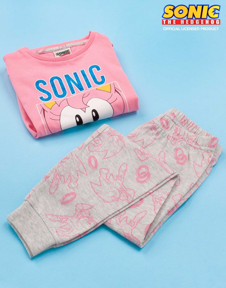 Sonic The Hedgehog Girls Pink Multi-Character Placement & Pyjama Set (4 - 12 Years)