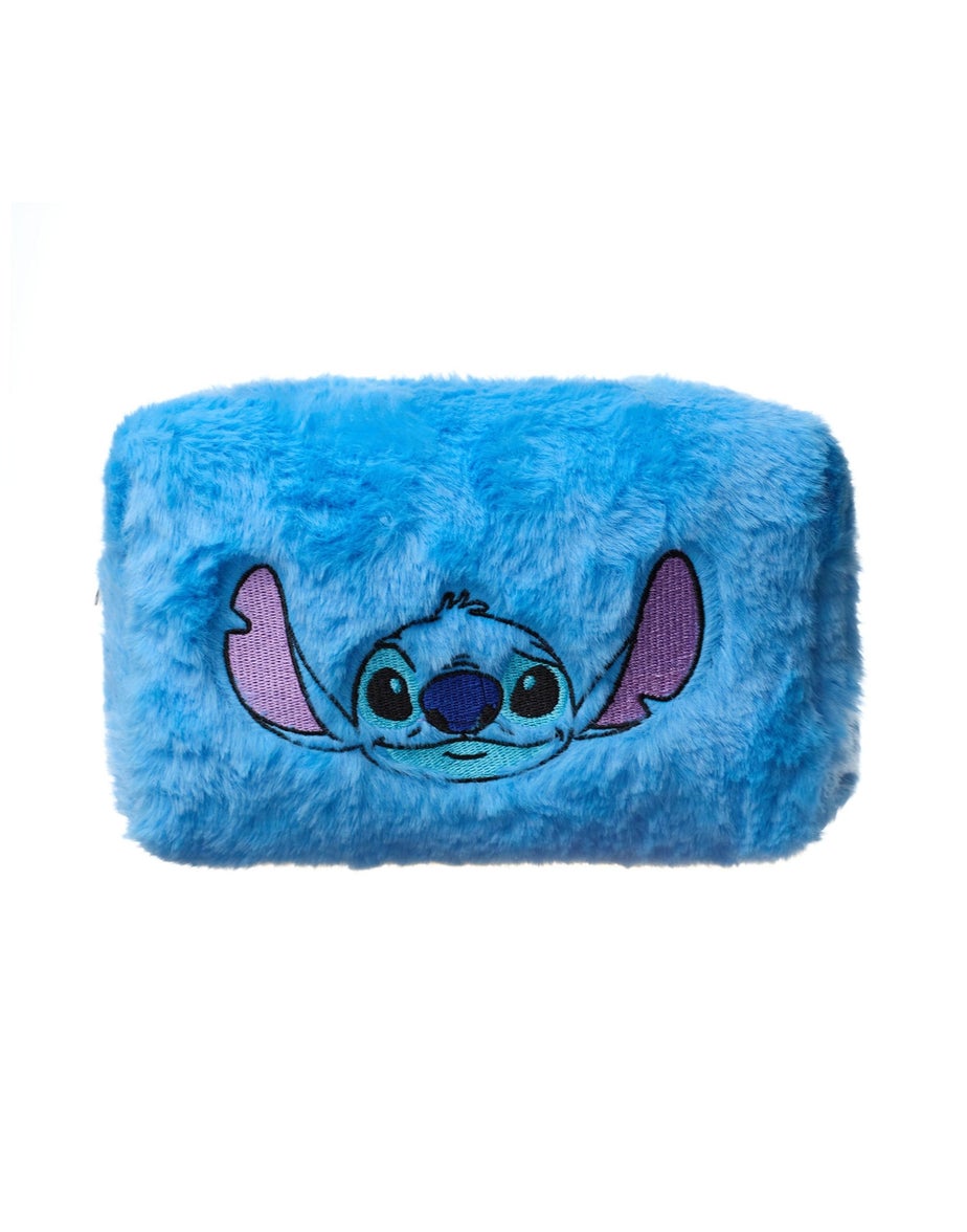 Disney Womens Blue Stitch Character Face Makeup Bag & Mirror