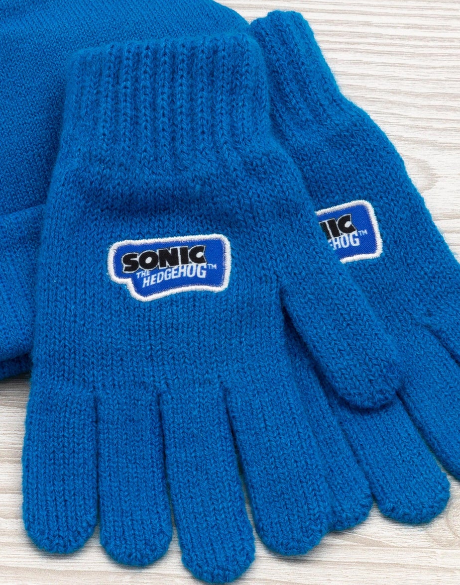 Sonic the Hedgehog Kids Character Beanie & Gloves Blue Set