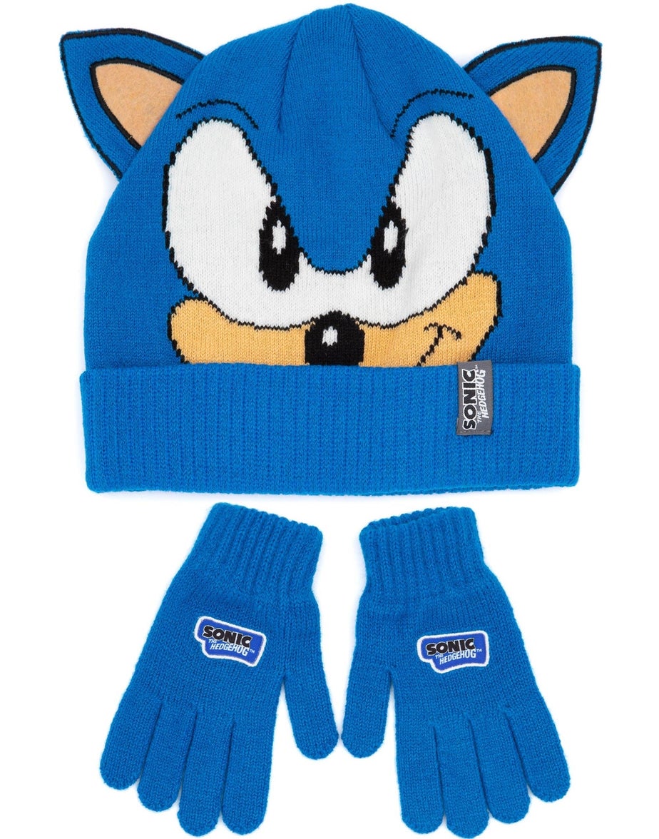 Sonic the Hedgehog Kids Character Beanie & Gloves Blue Set