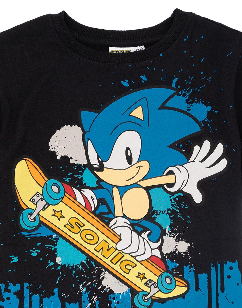 Sonic The Hedgehog Boys Black Skater Sonic Short Sleeved T-Shirt (4 - 12 Years)