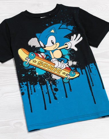 Sonic The Hedgehog Boys Black Skater Sonic Short Sleeved T-Shirt (4 - 12 Years)