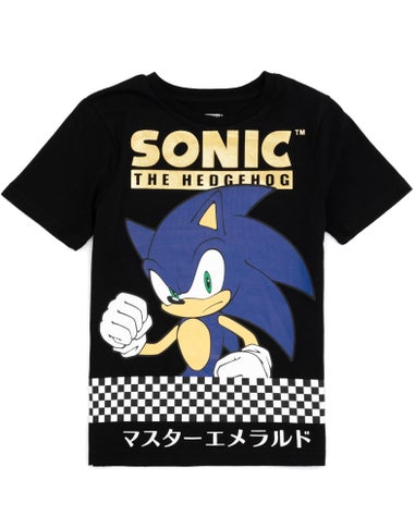 Sonic The Hedgehog Boys Black Japanese Text Print T-Shirt (3 - 14 Years)