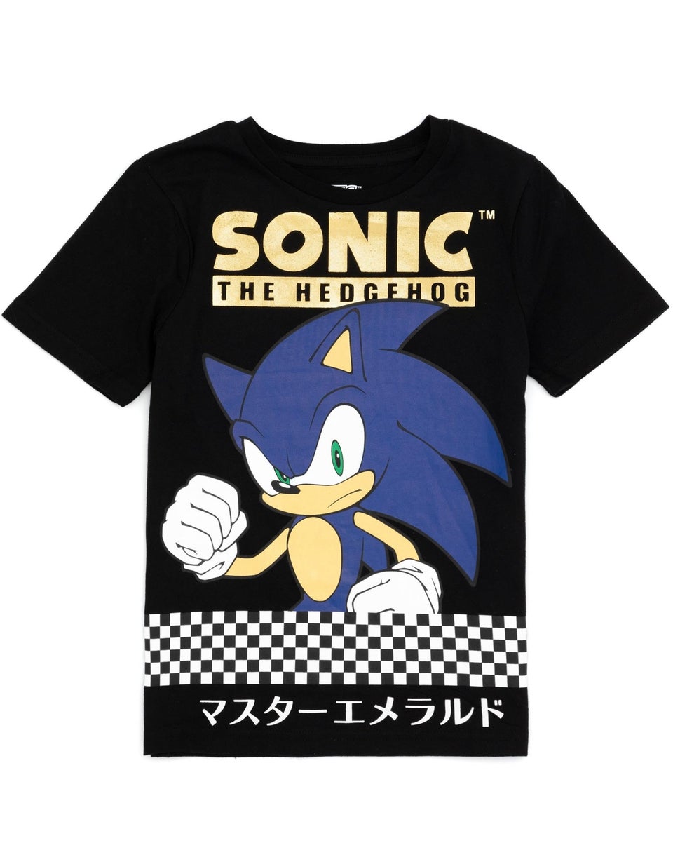 Sonic The Hedgehog Boys Black Japanese Text Print T-Shirt (3 - 14 Years)