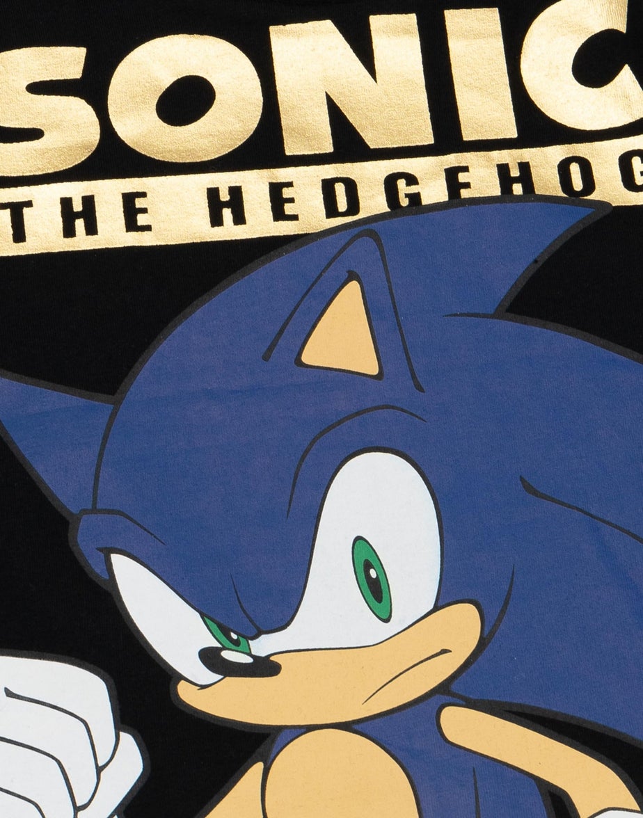 Sonic The Hedgehog Boys Black Japanese Text Print T-Shirt (3 - 14 Years)