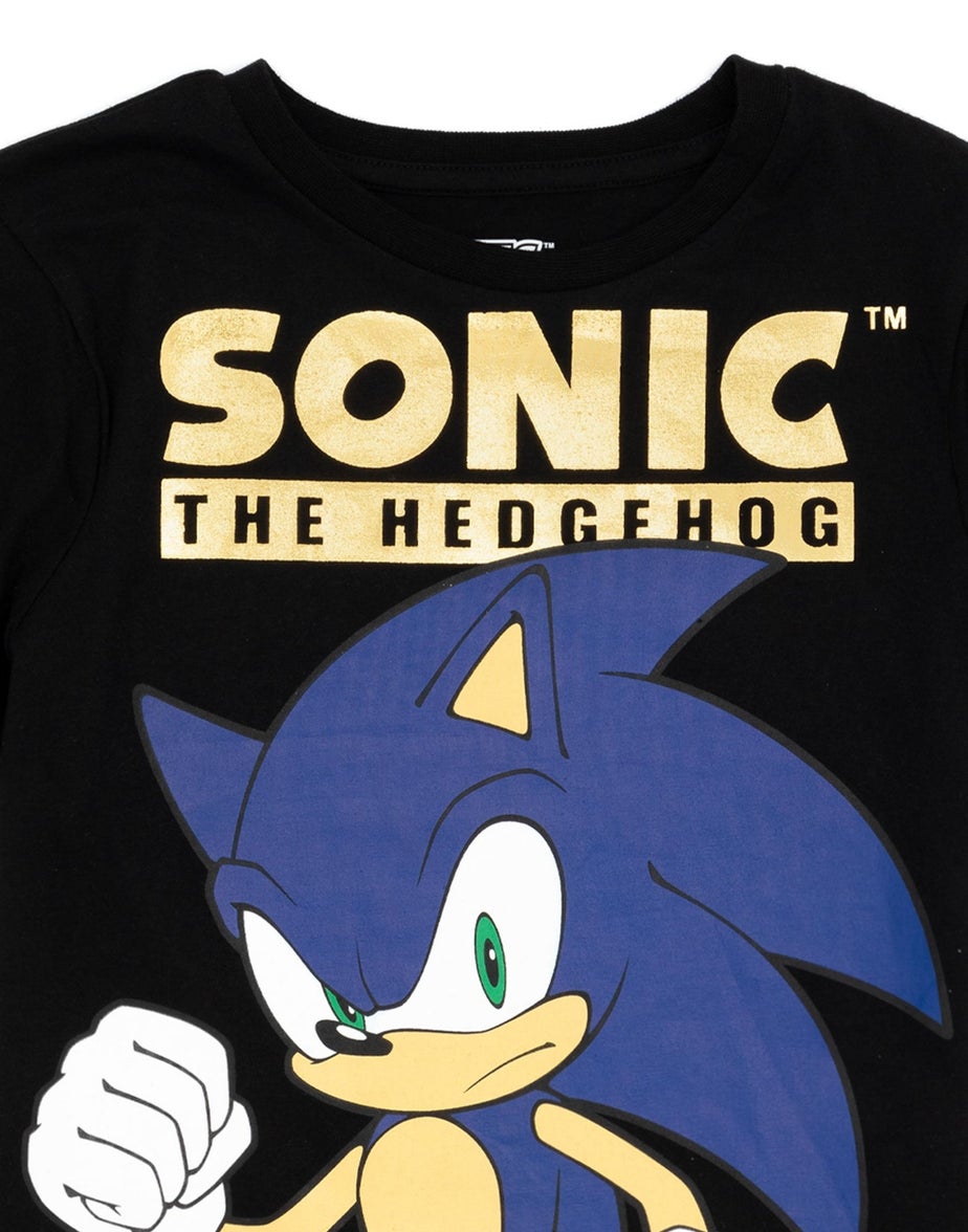 Sonic The Hedgehog Boys Black Japanese Text Print T-Shirt (3 - 14 Years)