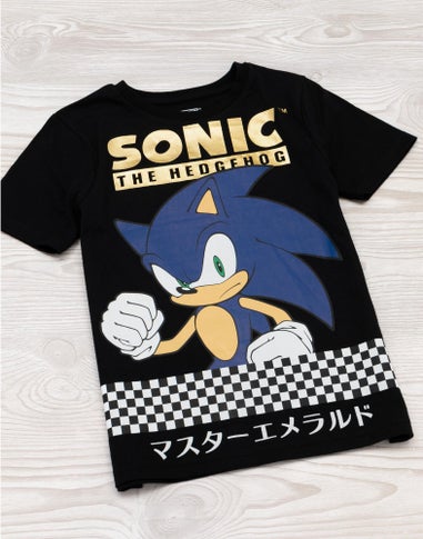 Sonic The Hedgehog Boys Black Japanese Text Print T-Shirt (3 - 14 Years)
