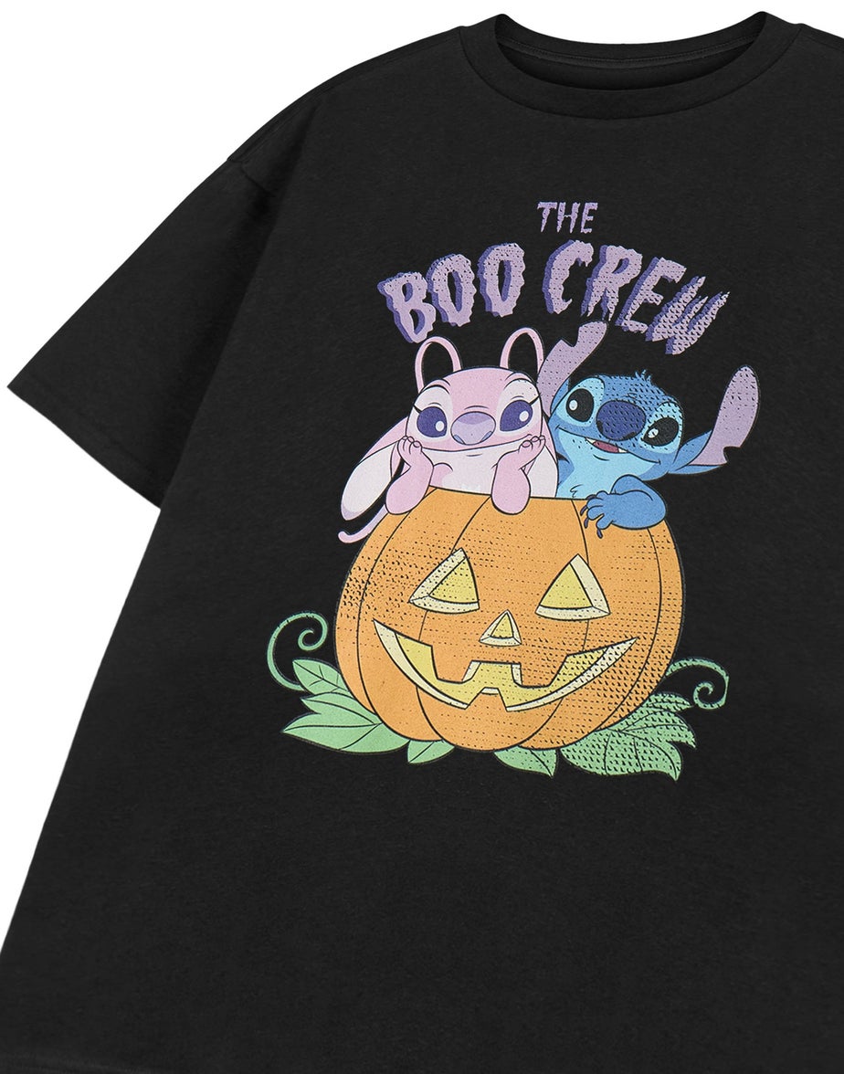 Disney Lilo & Stitch Girls Black Boo Crew T-Shirt (3 - 14 Years)