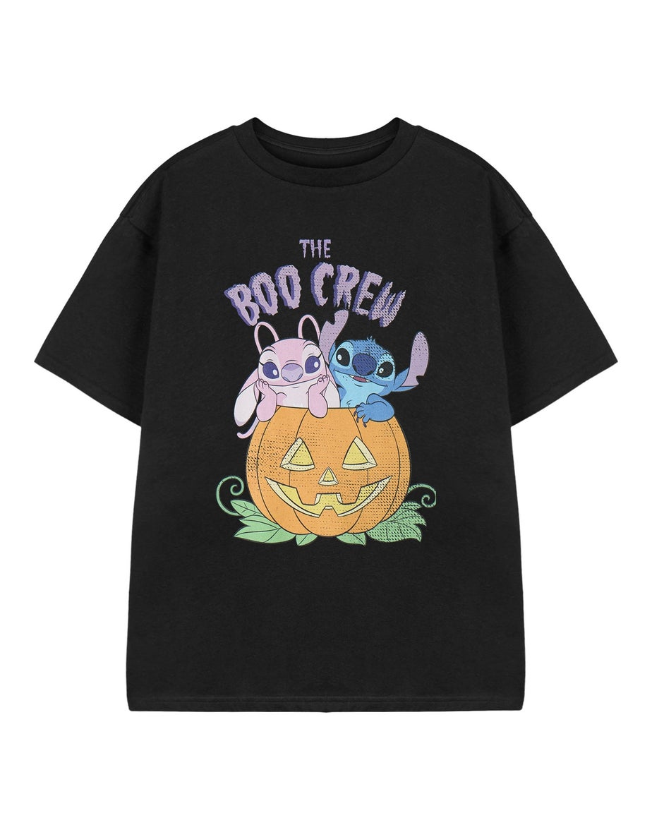 Disney Lilo & Stitch Girls Black Boo Crew T-Shirt (3 - 14 Years)
