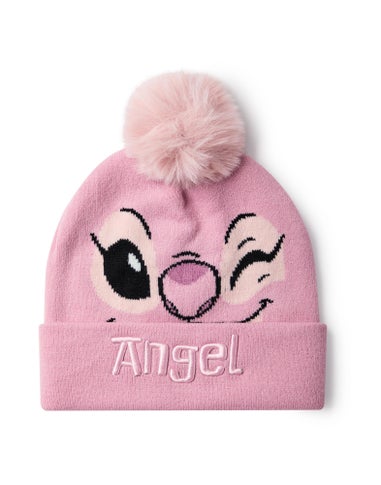 Disney Kids Angel Character Face Beanie & Gloves Pink Set