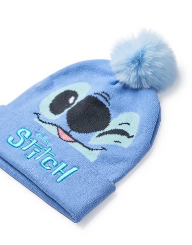 Disney Kids Stitch Character Face Beanie & Gloves Blue Set