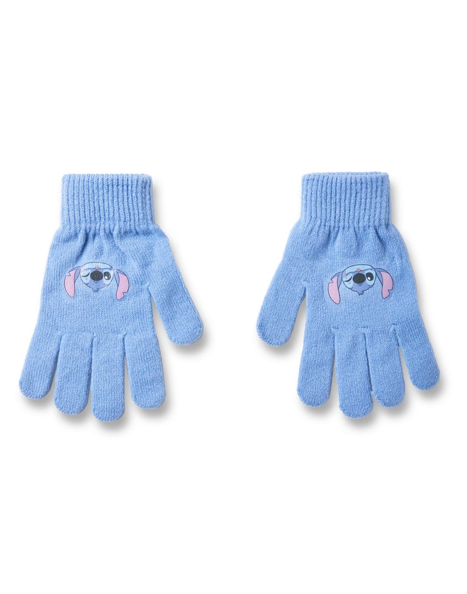 Disney Kids Stitch Character Face Beanie & Gloves Blue Set