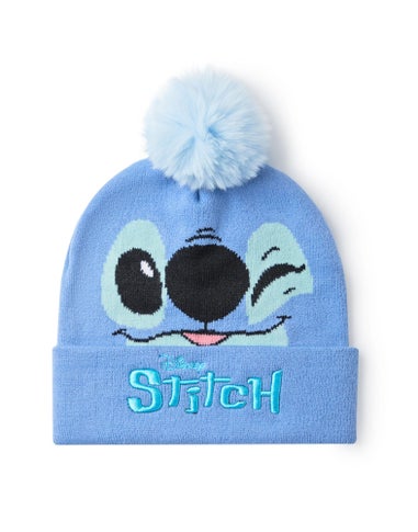 Disney Kids Stitch Character Face Beanie & Gloves Blue Set