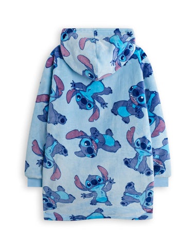 Disney Girls Blue Stitch Zip Through Blanket Hoodie