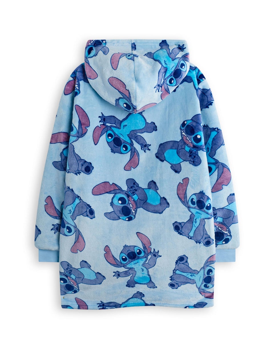 Disney Girls Blue Stitch Zip Through Blanket Hoodie
