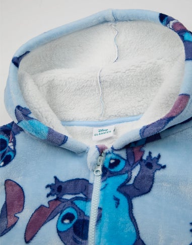 Disney Girls Blue Stitch Zip Through Blanket Hoodie