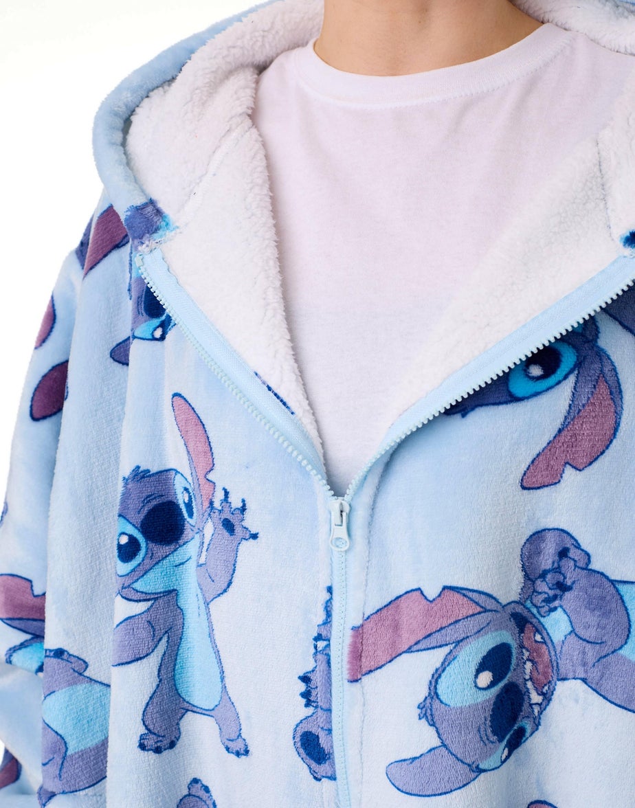 Vanilla Underground Disney Adults Stitch Character Zip Through Blanket Blue Hoodie