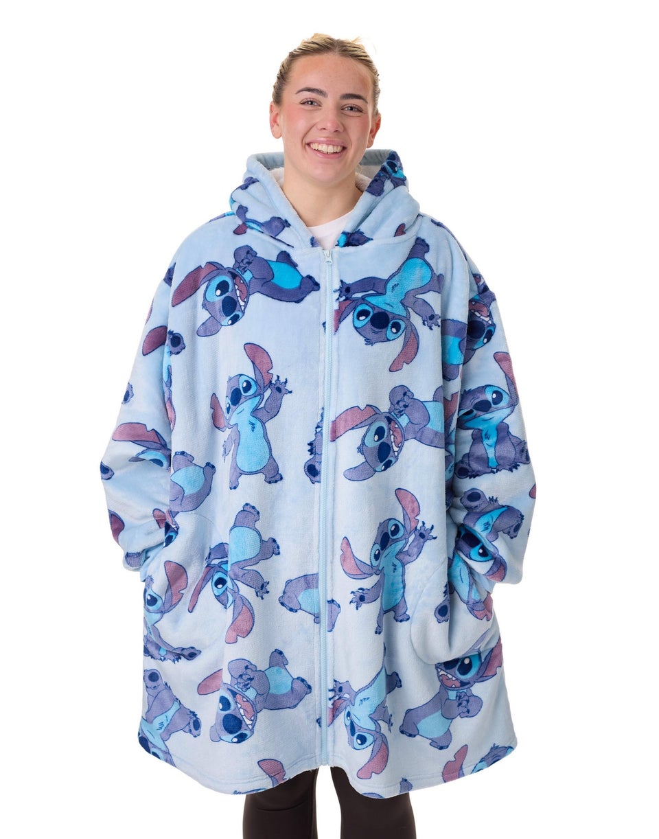 Vanilla Underground Disney Adults Stitch Character Zip Through Blanket Blue Hoodie