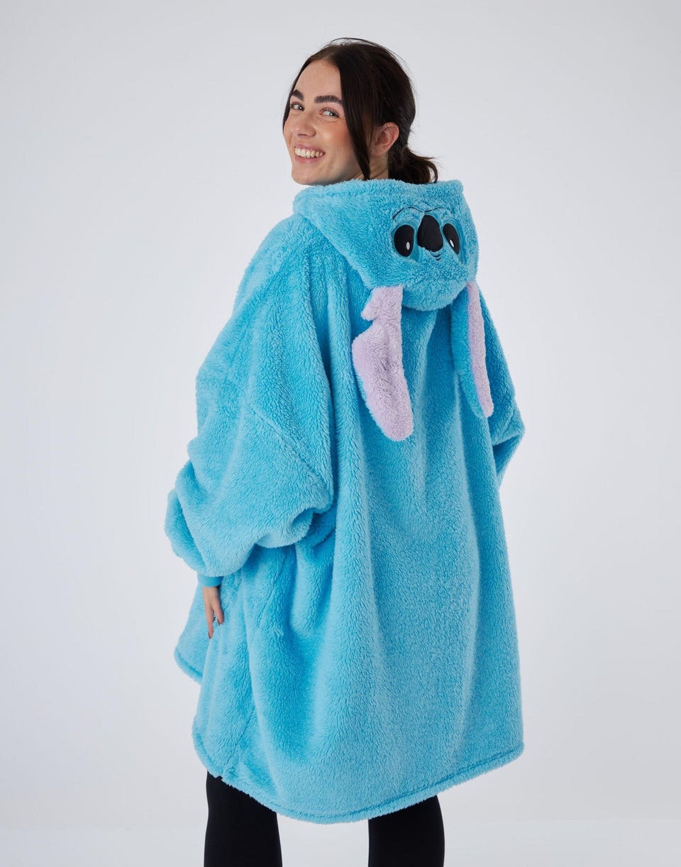 Vanilla Underground Disney Adults Applique Ears & Lettering Blue Blanket Hoodie