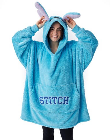 Vanilla Underground Disney Adults Applique Ears & Lettering Blue Blanket Hoodie