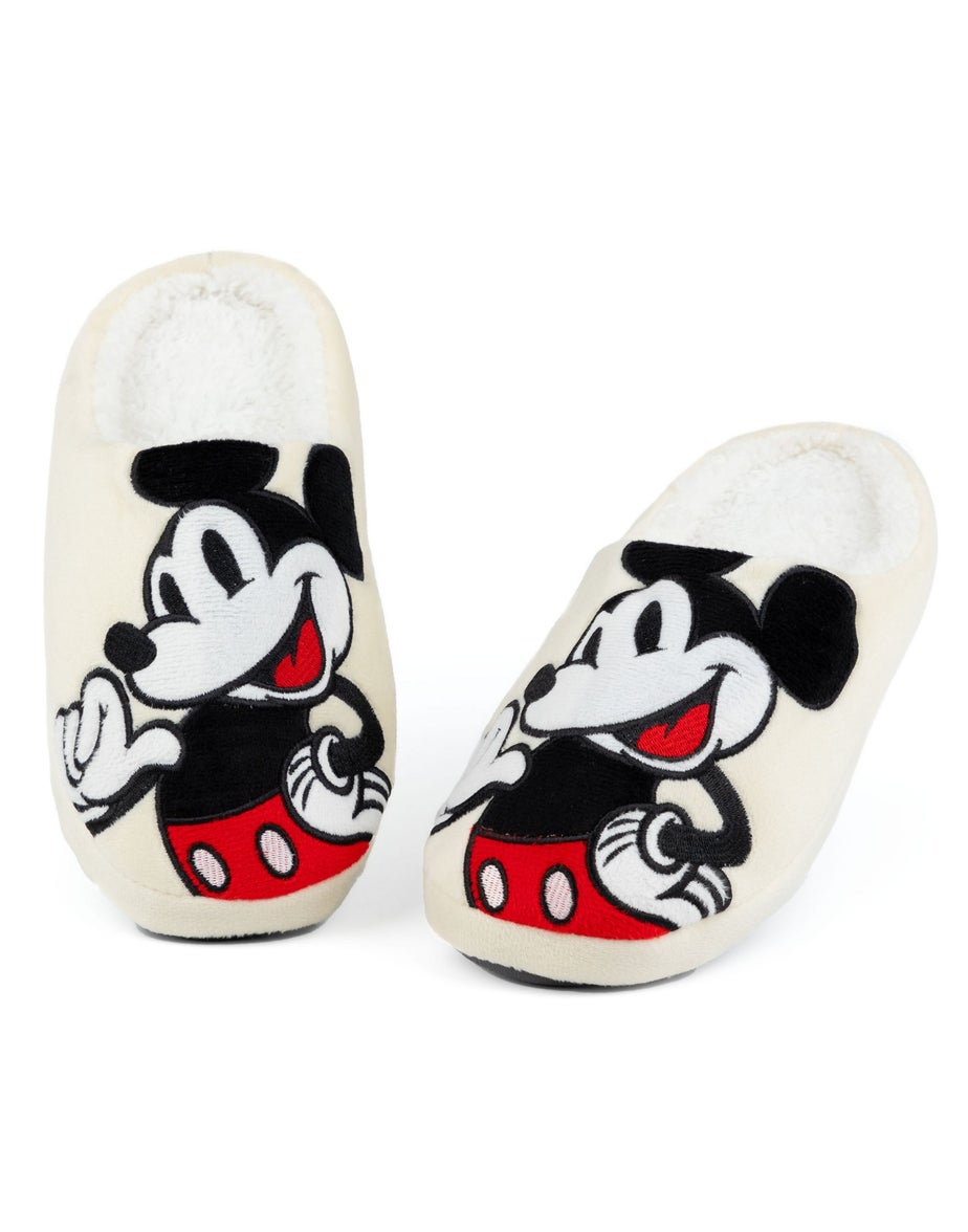 Vanilla Underground Disney Adults Mickey Mouse Smiling Mule Beige Slippers