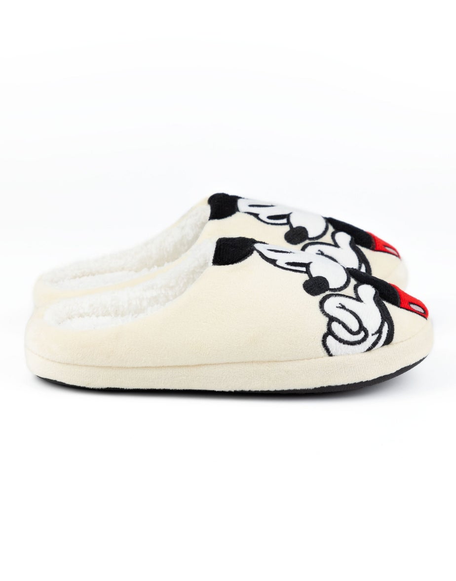 Vanilla Underground Disney Adults Mickey Mouse Smiling Mule Beige Slippers