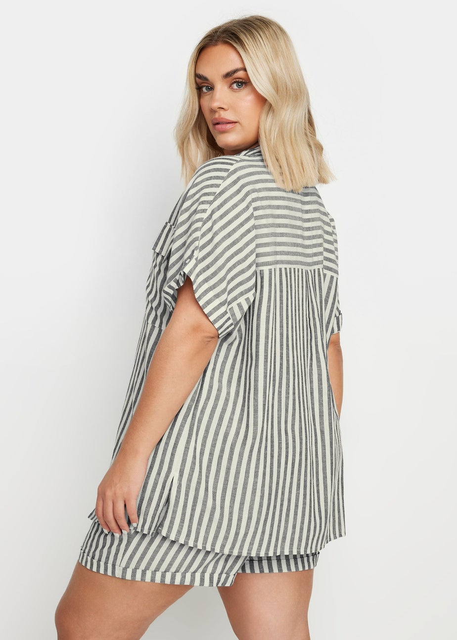 YOURS Curve Black Stripe Linen Shirt