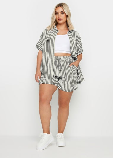YOURS Curve Black Stripe Linen Shirt