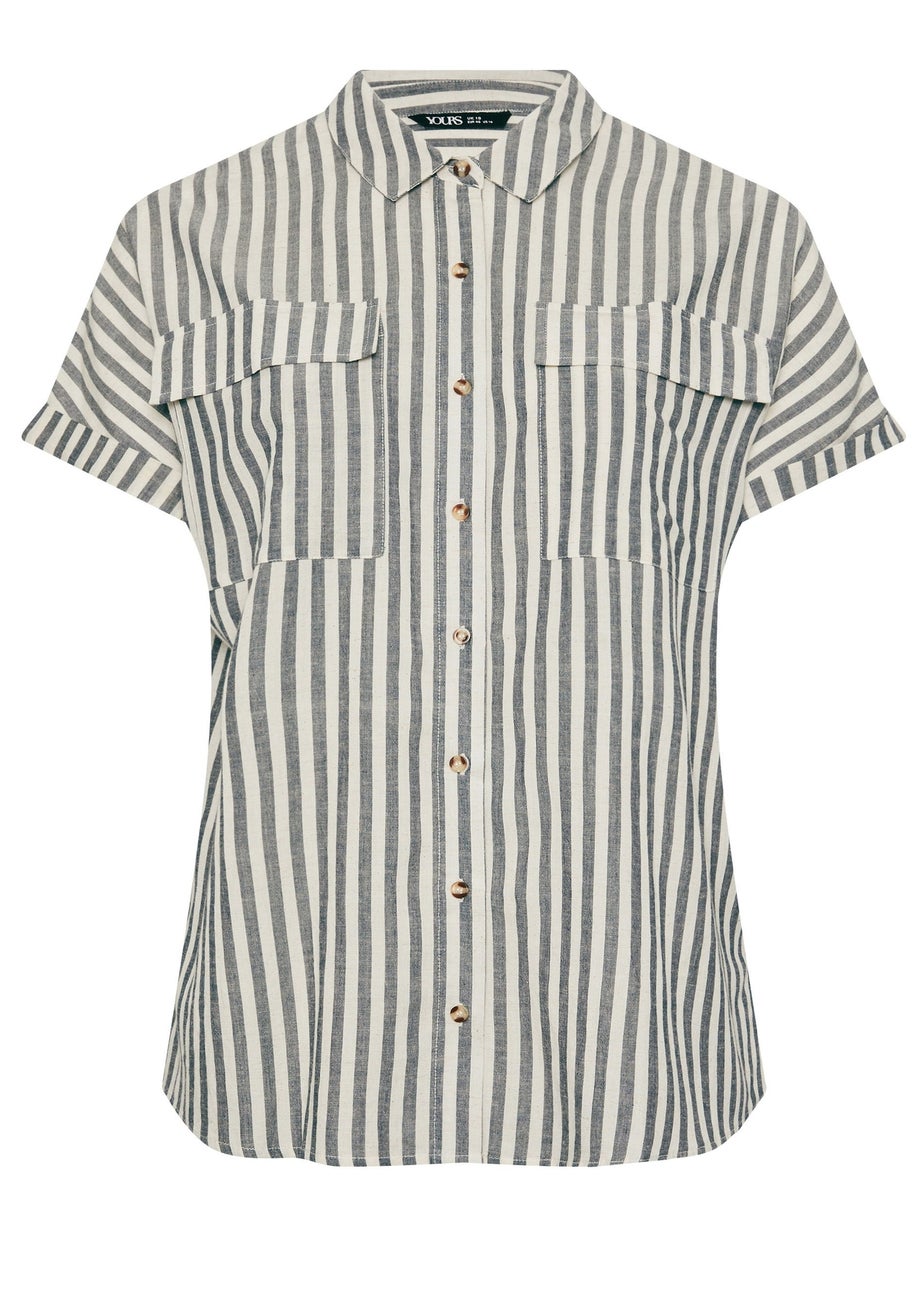 YOURS Curve Black Stripe Linen Shirt