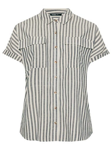 YOURS Curve Black Stripe Linen Shirt