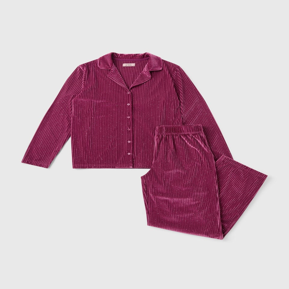 Burgundy Sparkle Traditional Pyjama Set