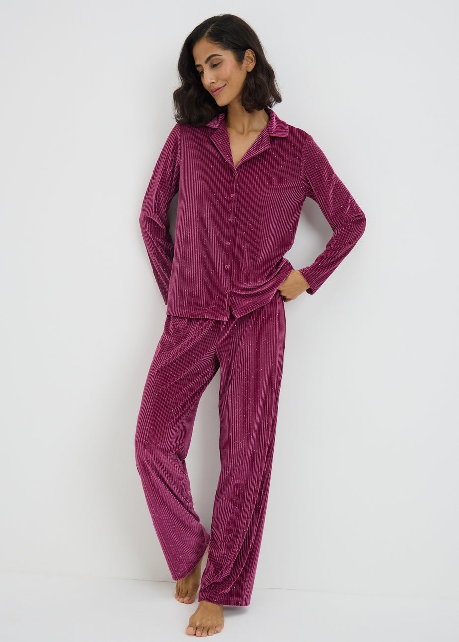 Burgundy Sparkle Traditional Pyjama Set
