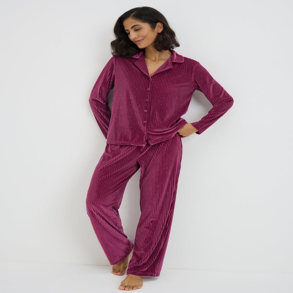 Burgundy Sparkle Traditional Pyjama Set